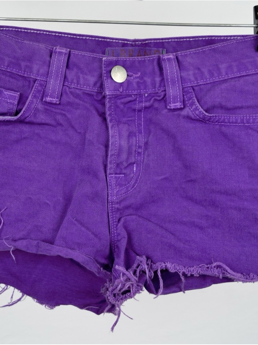J Brand Purple Distressed Denim Cutoff Shorts